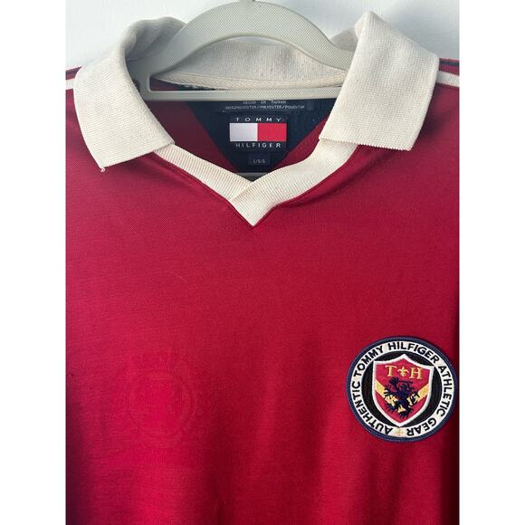 Vintage Tommy Hilfiger Polo Rugby Jersey Large Red #88 Preppy Athletic Sporty - Picture 2 of 8